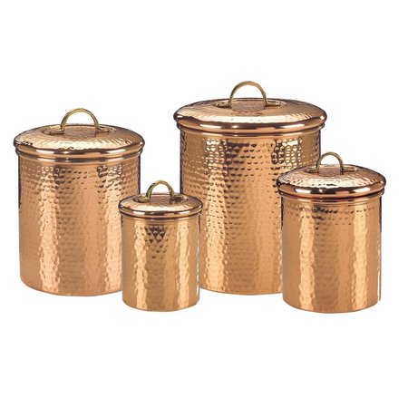 OLD DUTCH INTERNATIONAL Old Dutch International 843 Set of 4 Solid Copper Hammered Canisters 4Qt 2Qt 1.5Qt 1Qt 843